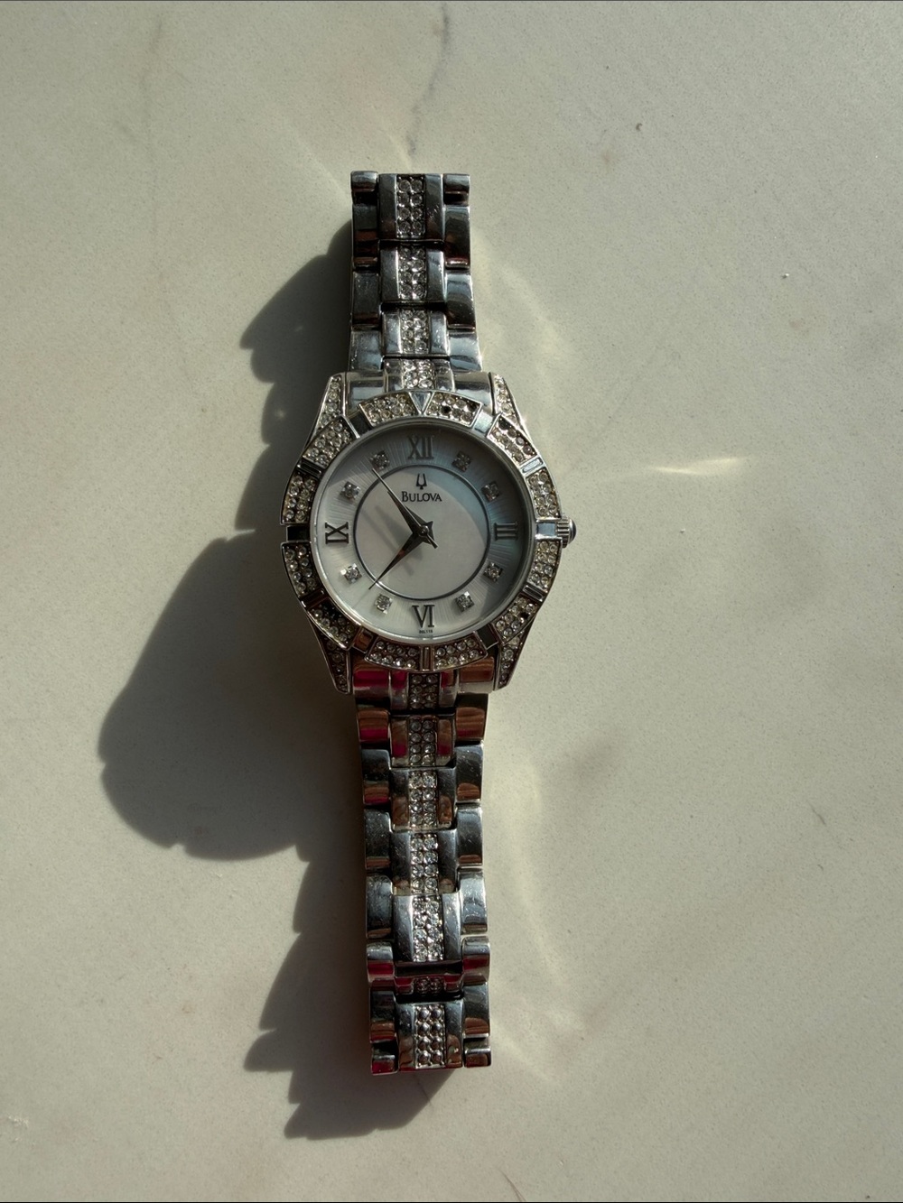 Bulova Silver Crystal-Accent Women’s Bracelet Watch